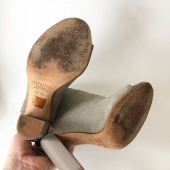 Vince Addison Peep Toe Bootie Woodsmoke Taupe 7 - Picture 7 of 8